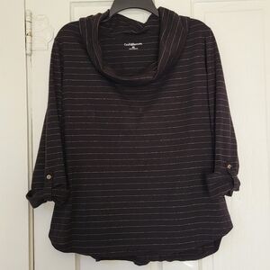 Croft & Barrow Black and Gold Striped Cowl neck Sweater